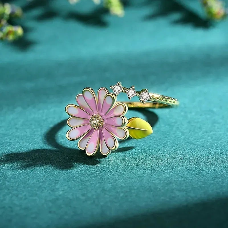 Women Open Ring Daisy Ornament Adjustable Copper Jewelry With Elegant Simple Design Ideal Everyday Accessories
