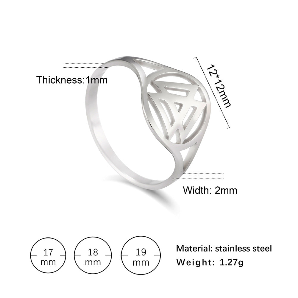 Geometric Titanium Ring For Women And Men Polished Band Cartoon Shape Fashion Jewelry Gift Sizes 17 18 19 20mm