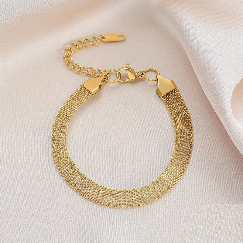 Women Titanium Steel Bracelet Woven Geometric Design