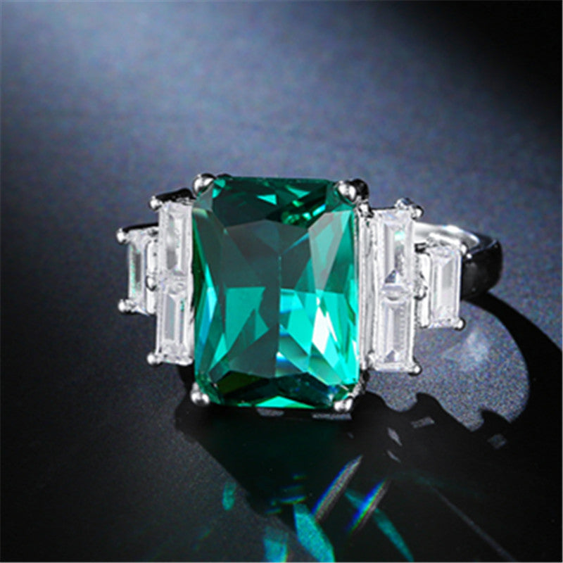 Emerald Square Silver 925 Ring For Men Geometric Design With Diamond Finish Quality Craft Modern Fashion Jewelry Gift