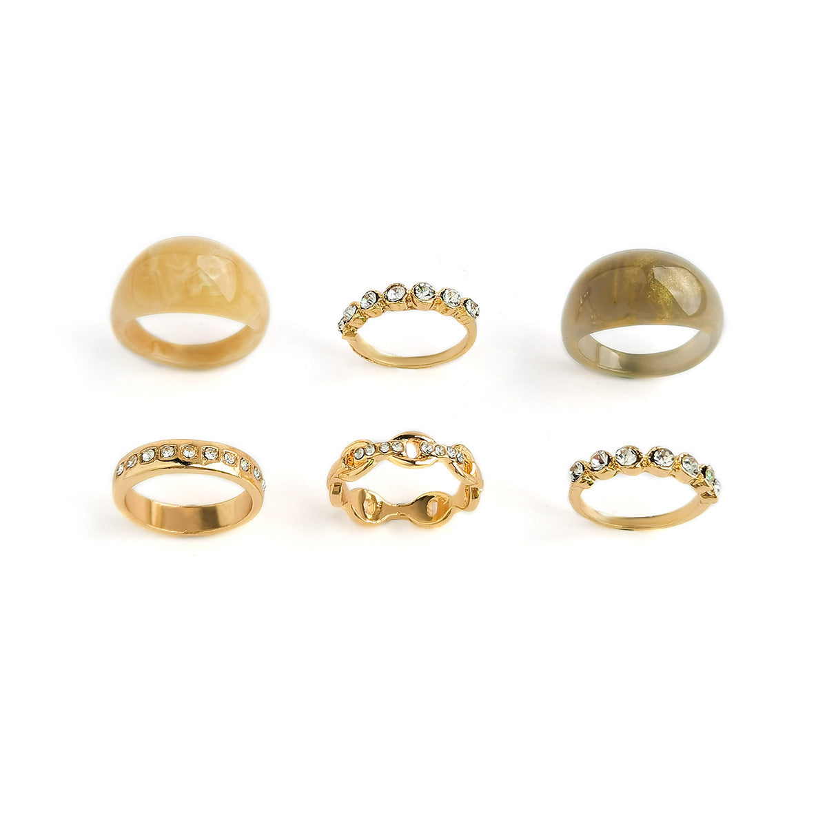 Geometric Resin Rhinestone Ring For Women Acrylic Alloy Inlaid Statement Jewelry Mix Colors Gemstone Shine Red