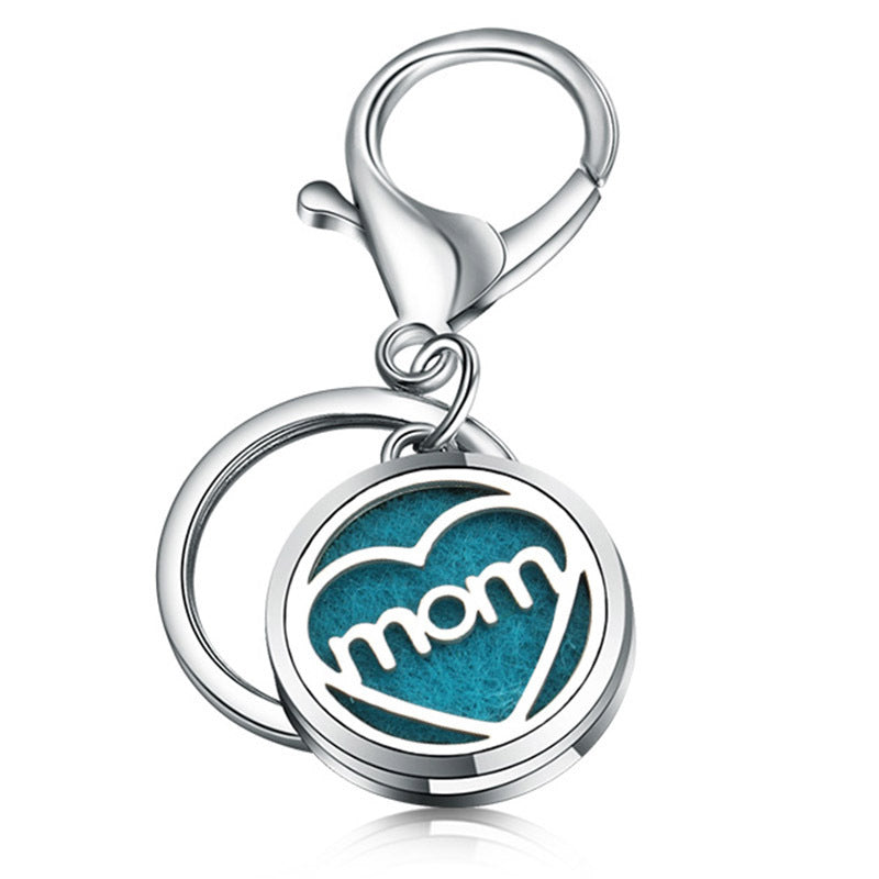 Essential Oil Diffuser Keychain Stainless Steel Aromatherapy Pendant 28mm Round Metal Perfume Key Ring Travel Ready