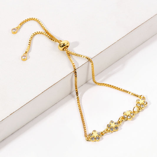 Unisex Cartoon Constellation Bracelet Electroplated Alloy Petal Zircon Everyday Accessory Anti Fatigue Trend X