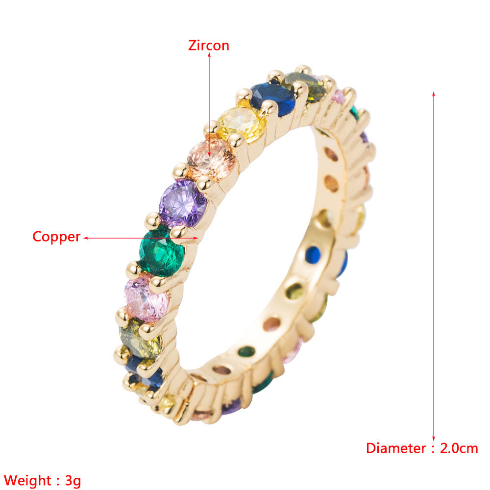 Brass Gold Plated Zircon Ring Unisex Geometric Micro Inlay Style With Adjustable Opening White Zircon Sparkle Finish