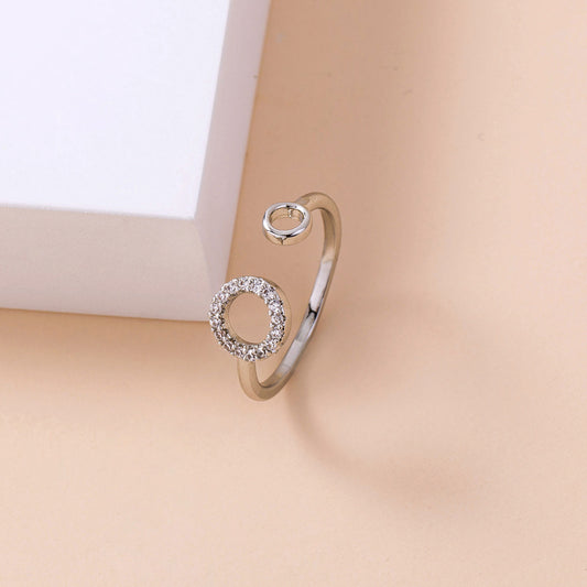 Unisex Copper Ring With Rhinestone Inlay O Shaped Minimalist Design Fashion Jewelry Everyday Wear For Everyone