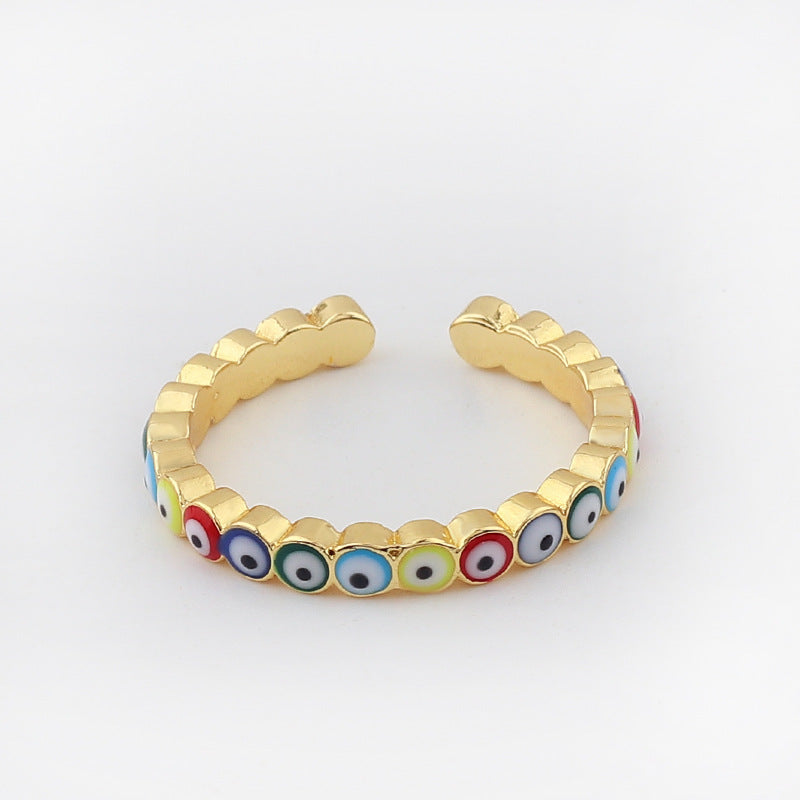 Womens Adjustable Devils Eye Ring With Color Zircon Stones Copper Geometric Dripping Design For Everyday Wear Today