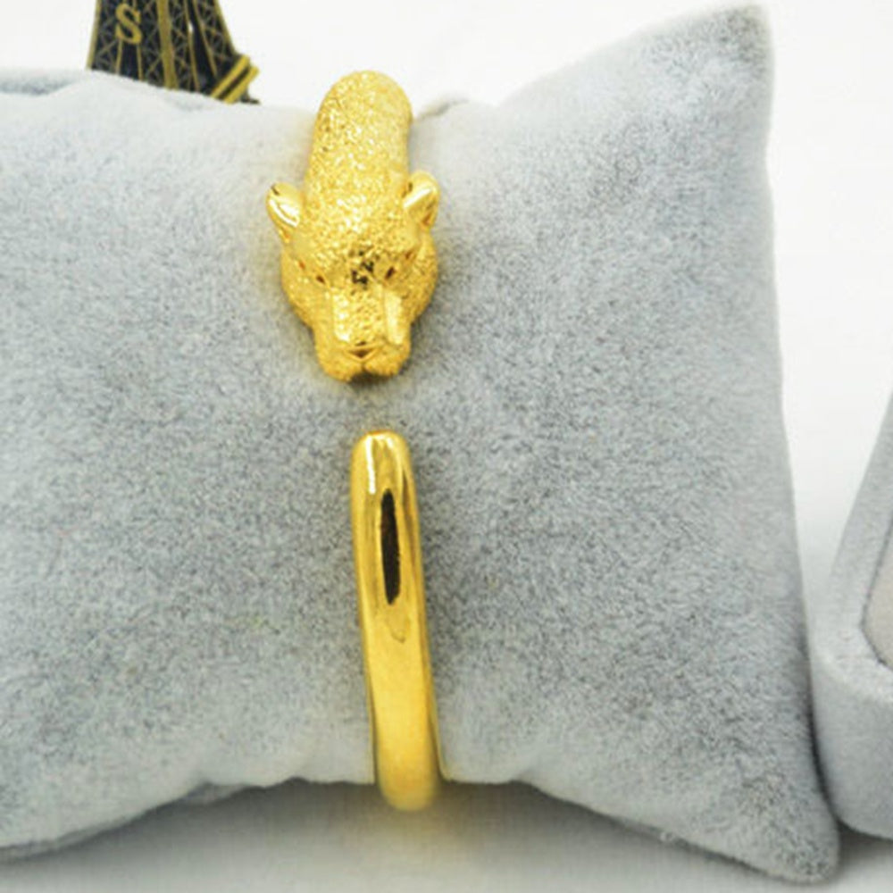 Leopard Head Bracelet Ring Vintage Copper Electroplated Fashion Jewelry Durable Unique Statement Accessory Elegant