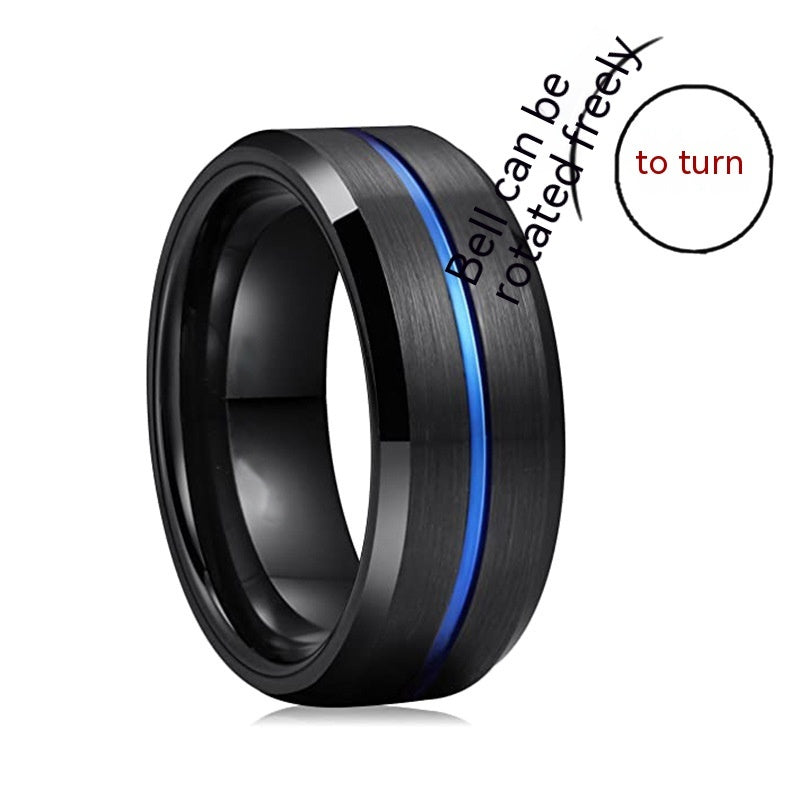 Unisex Titanium Steel Ring Frosted Bilateral Design Rotatable Band With Silver Blue Black Red For Everyday Wear
