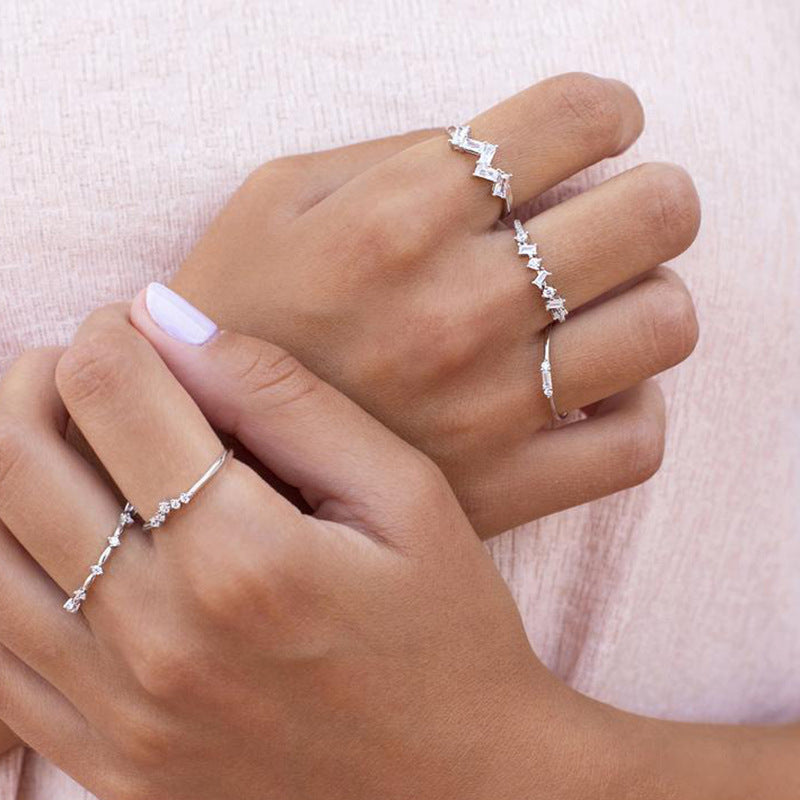 Womens Personalised Diamond Set Ring Minimalist Gold Silver