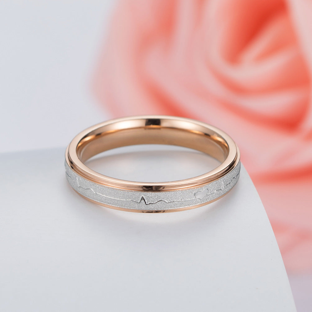 Titanium Steel ECG Shape Couple Ring Fashion Casual Style Plating Colour Picture Size Information Packing Ring