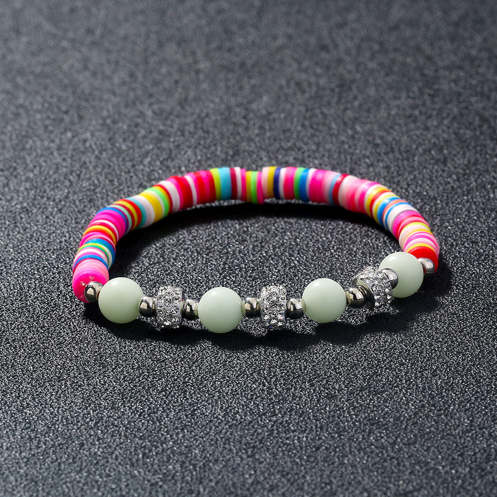 Womens Luminous Bead Bracelet Electroplated Ceramic Jewelry Glowing Soft Pottery Bracelet For Her European Lux