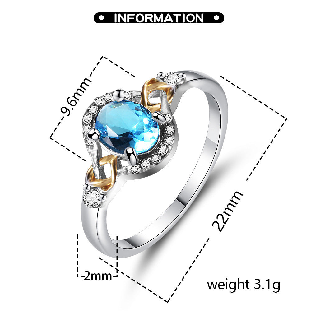 Womens Geometric Copper Ring Zircon Plated Fashion Jewelry Accessory Red Blue Green Size 6 7 8 9 Electroplated