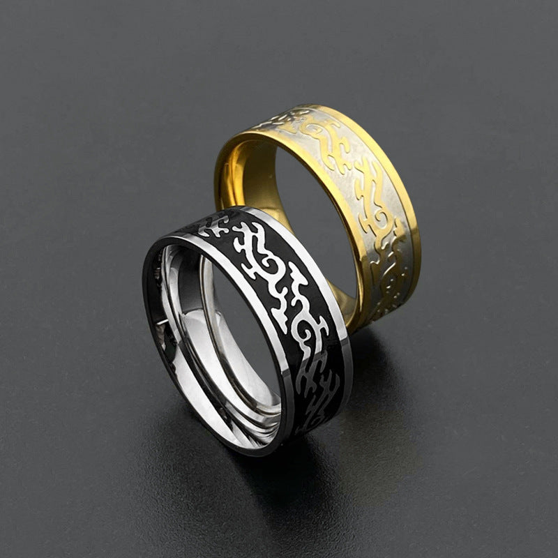 European And American Style Titanium Steel Ring With Dragon Pattern For Unisex Fashion Accessory Jewelry Style