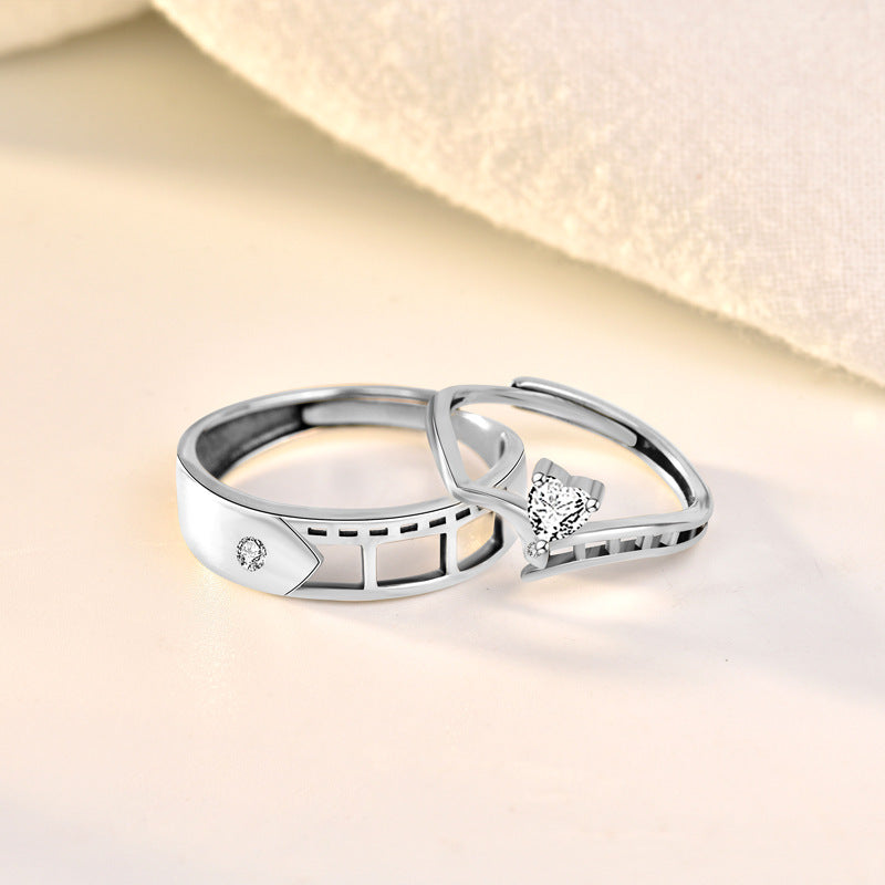 Sterling Silver Matching Couple Rings Vintage Design Adjustable Band Promise Wedding Jewelry Him And Her Today