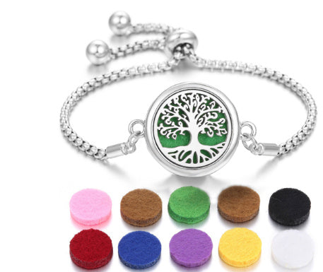 Aromatherapy Essential Oil Diffuser Unisex Bracelet Alloy Locket Electroplated Finish Jewelry Gift For Her Box