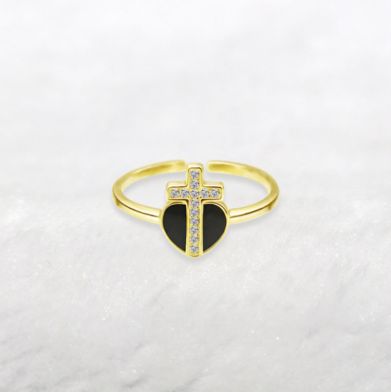 Adjustable Open Loop Heart Ring For Women 925 Sterling Silver Inlay Anniversary Valentines Day Gift For Her Elegant Gift