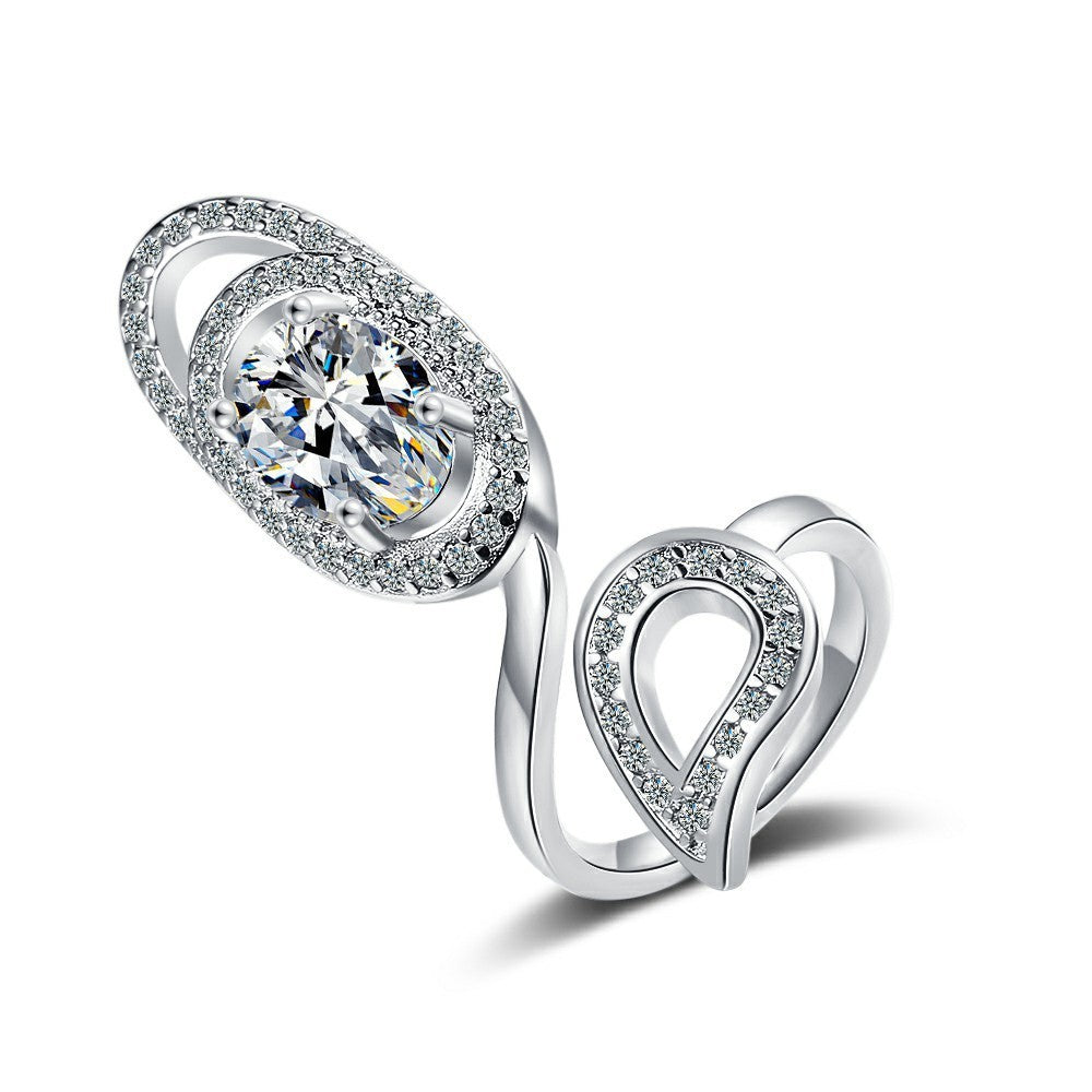 Womens Diamond Open Ring Copper Adjustable Geometric Design Fashion Jewelry Statement Piece For Her Bold Shine