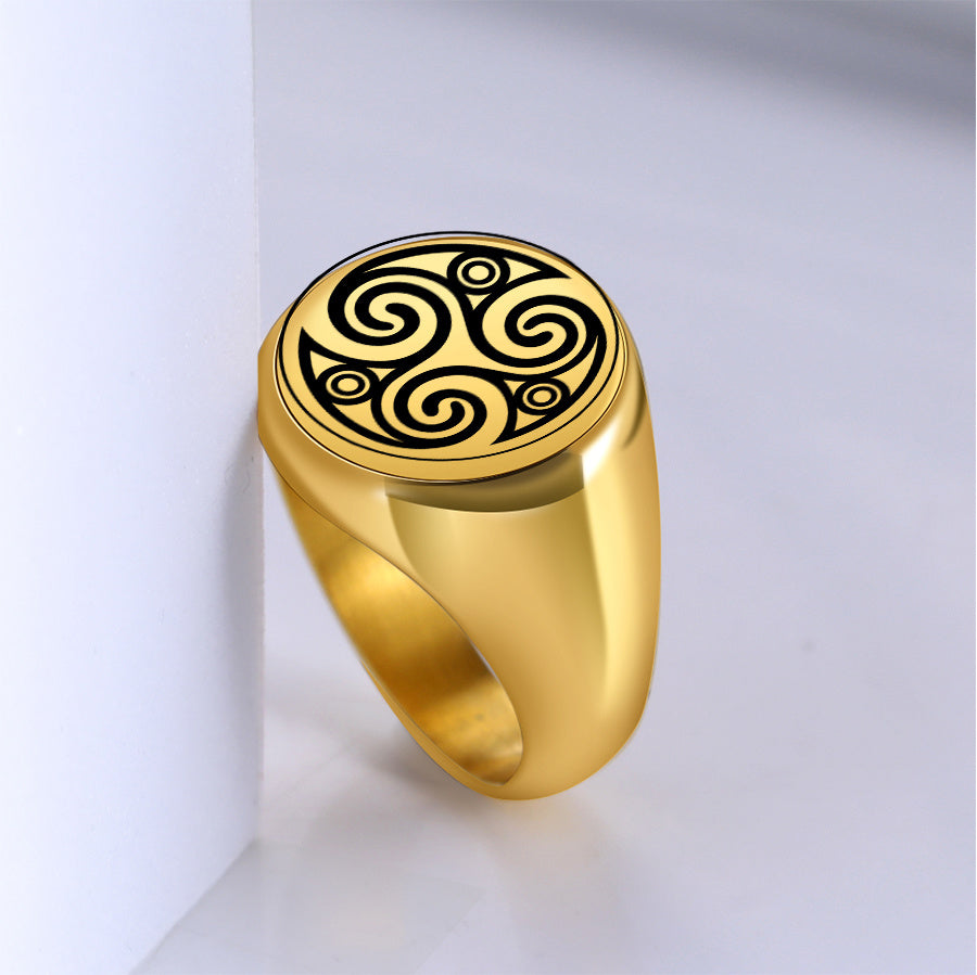 Mens Stainless Steel Ring Symbol Pattern Electroplated Durable Fashion Jewelry For Everyday Wear Everyday Shine