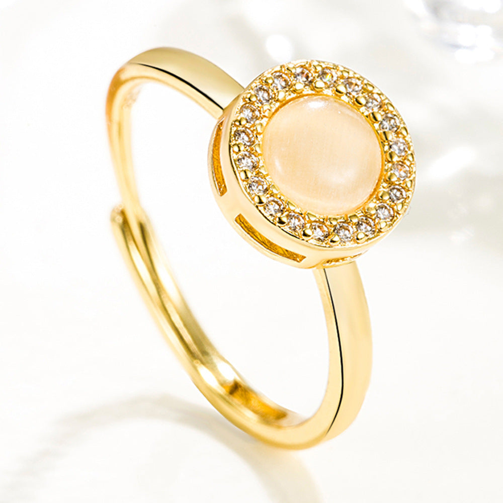 Opal Adjustable Spinning Ring Copper Plated Geometric Fidget Stress Relief Jewelry For Women Everyday Wear Now