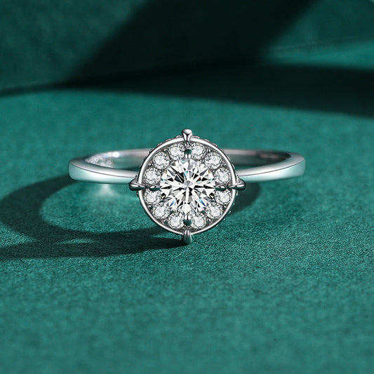 Womens Ring Sterling Silver Gold Plated Simulated Diamond Classic Design 925 Silver Artificial Gemstone Jewelry