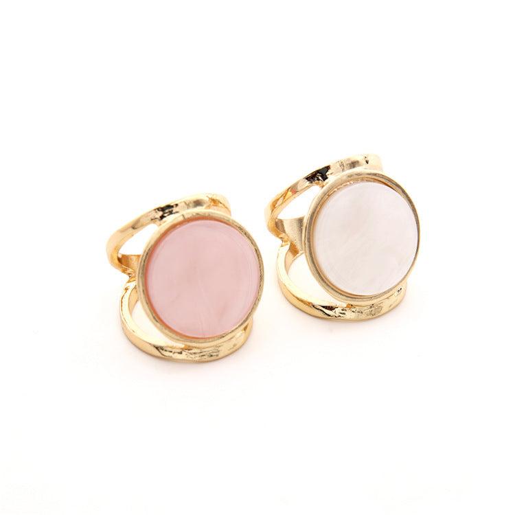 Geometric Acetate Ring White And Pink One Size European American Style Jewelry Fashion Accessory Everyday Wearable