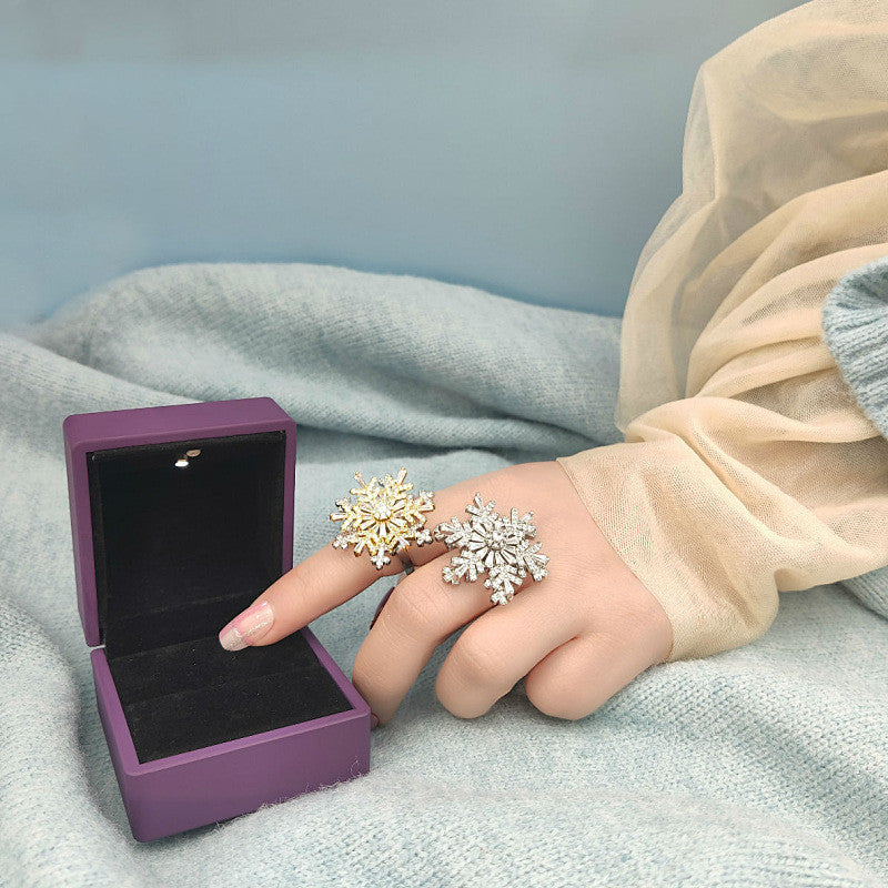 Girls Rotatable Snowflake Ring Turning Ring Alloy Silver Plated Gold Plated Inlaid Artificial Gems and Semi-Precious Stones Scarlet Witch Ring