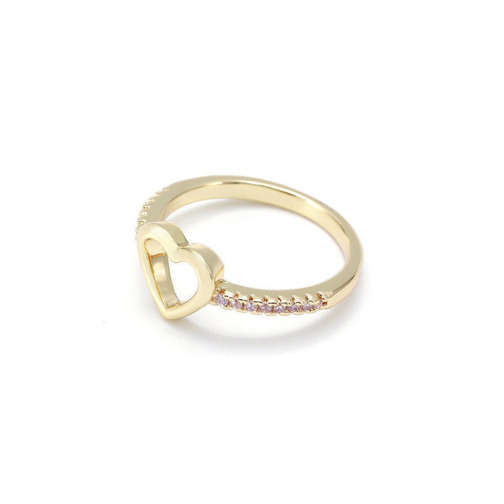 Heart Shaped Ring For Women Copper Gold Plated Finish