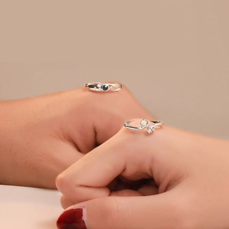 Adjustable Planet Rings For Lovers Copper Matching Moonstone Electroplated Fashion Trend Gel Ring For Moonstone