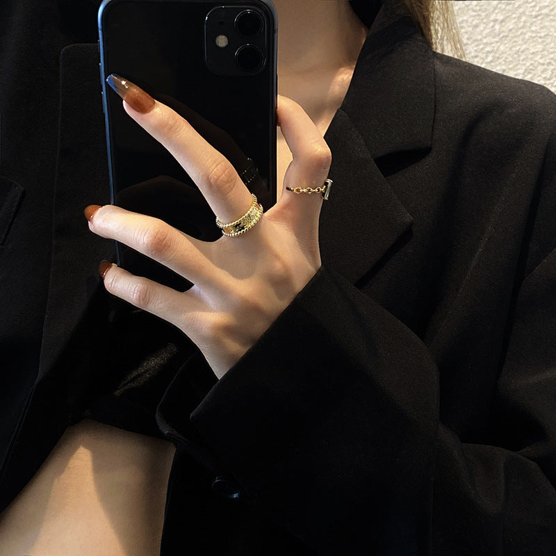 Womens Adjustable Silver Ring With Geometric Zircon Decor Irregular Metal Plated Jewelry Gift For Her Everyday Style