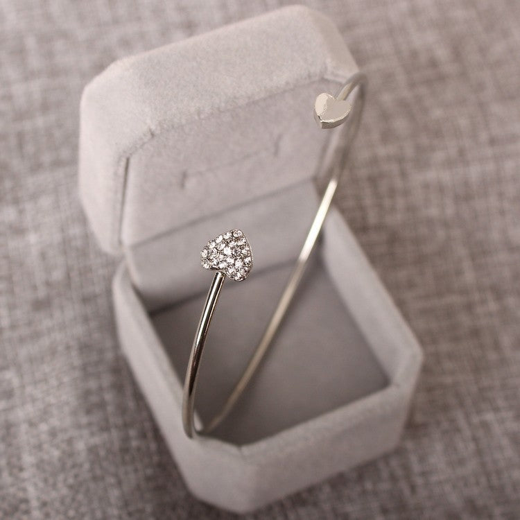 Gold Plated Heart Bangle For Women Geometric European Style Elegant Jewelry Bracelet Diameter 6 Point Eight Cm