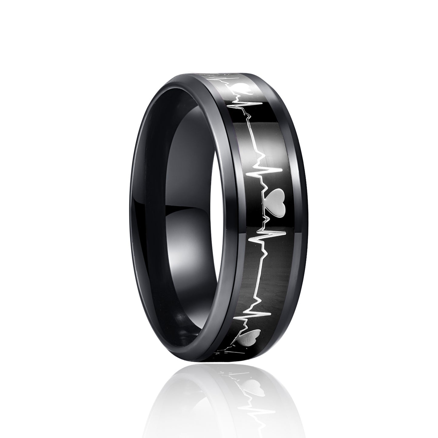Heartbeat Metal Ring For Women Men Handmade Alloy Inlaid Artificial Gemstone Fashion Jewel Gift Durable Elegant