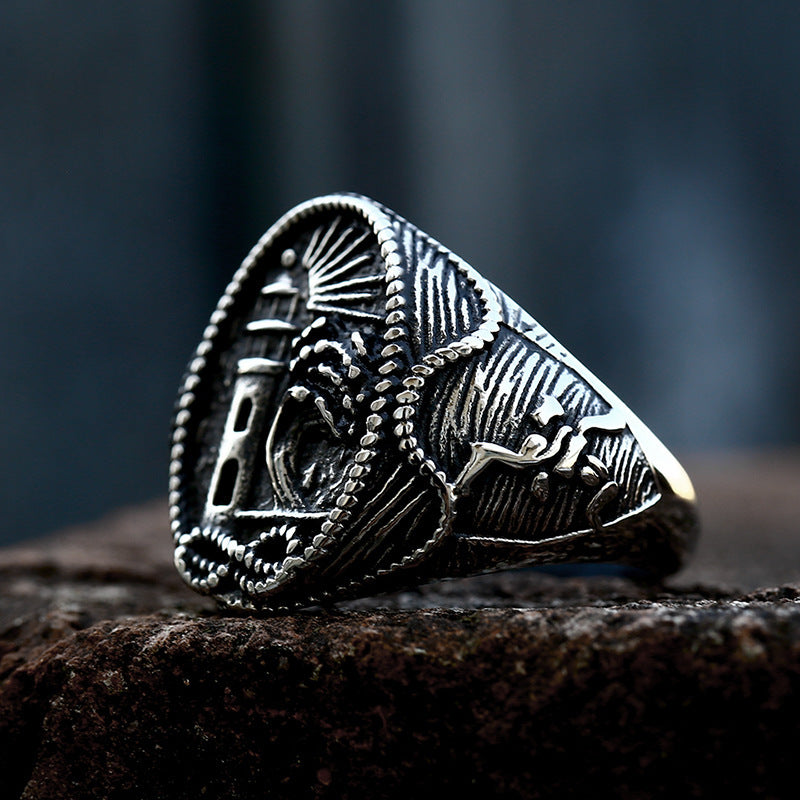 Men's Stainless Steel Ring Vintage Retro Design Durable High Quality Statement Jewelry Accessory Everyday Wear