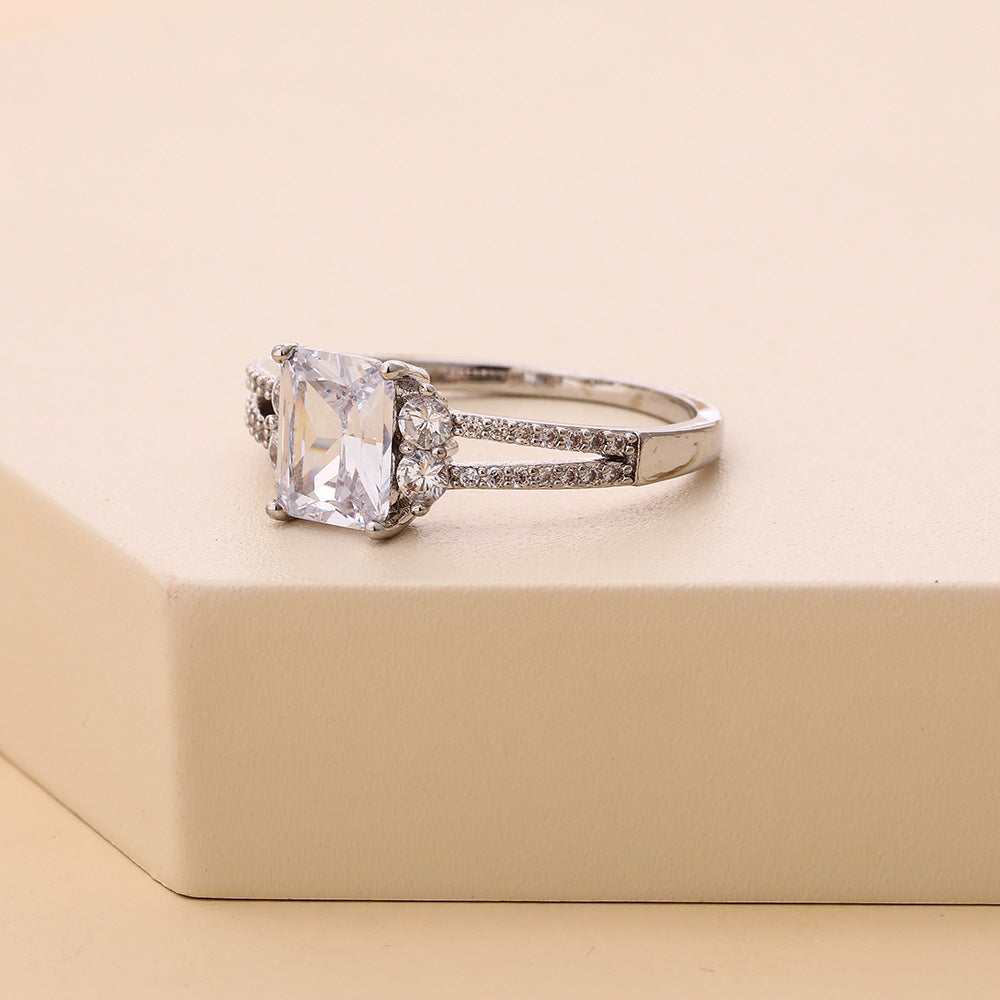 Womens Titanium Steel Ring With Rhinestones Silver Casual Minimalist Jewelry For Everyday Wear Great Gift Idea