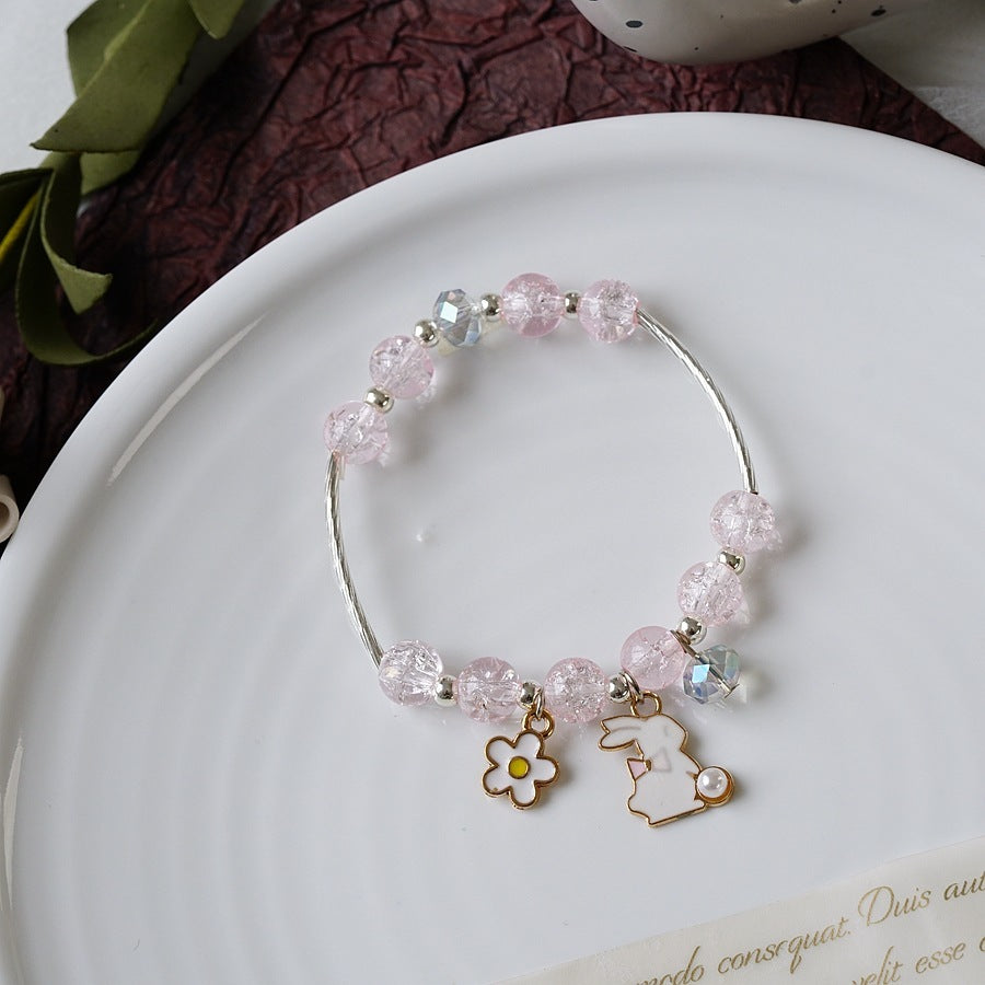 Womens Beaded Bracelet With Pearl Crystal And Alloy Animal Zodiac Charms Cartoon Adjustable Length Cute Charm