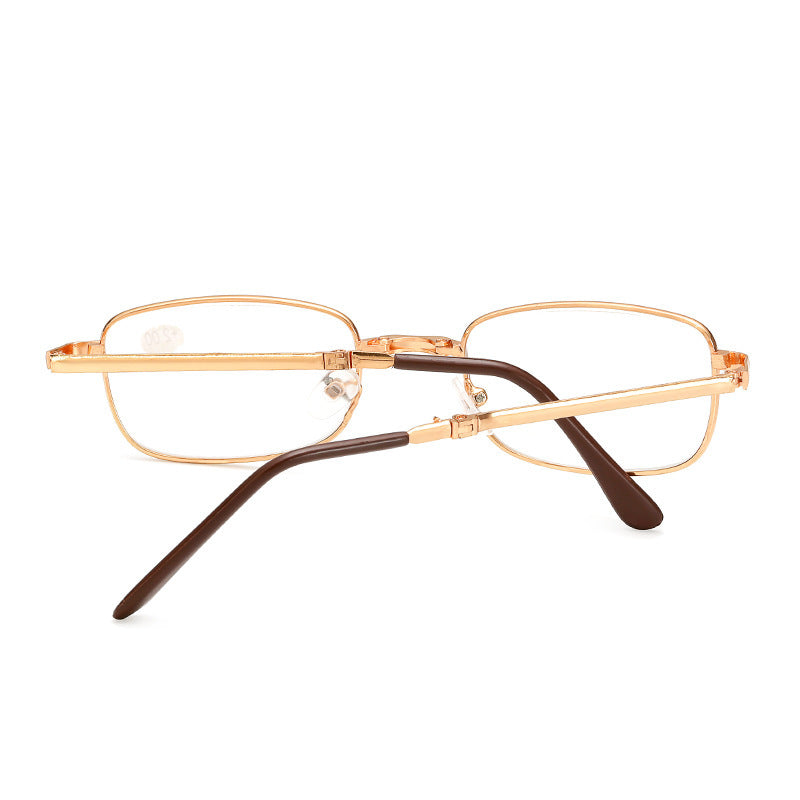 Folding Reading Glasses Metal Frame Full Frame Design For Oval Face Shape Protective Case Cleaning Cloth Metal