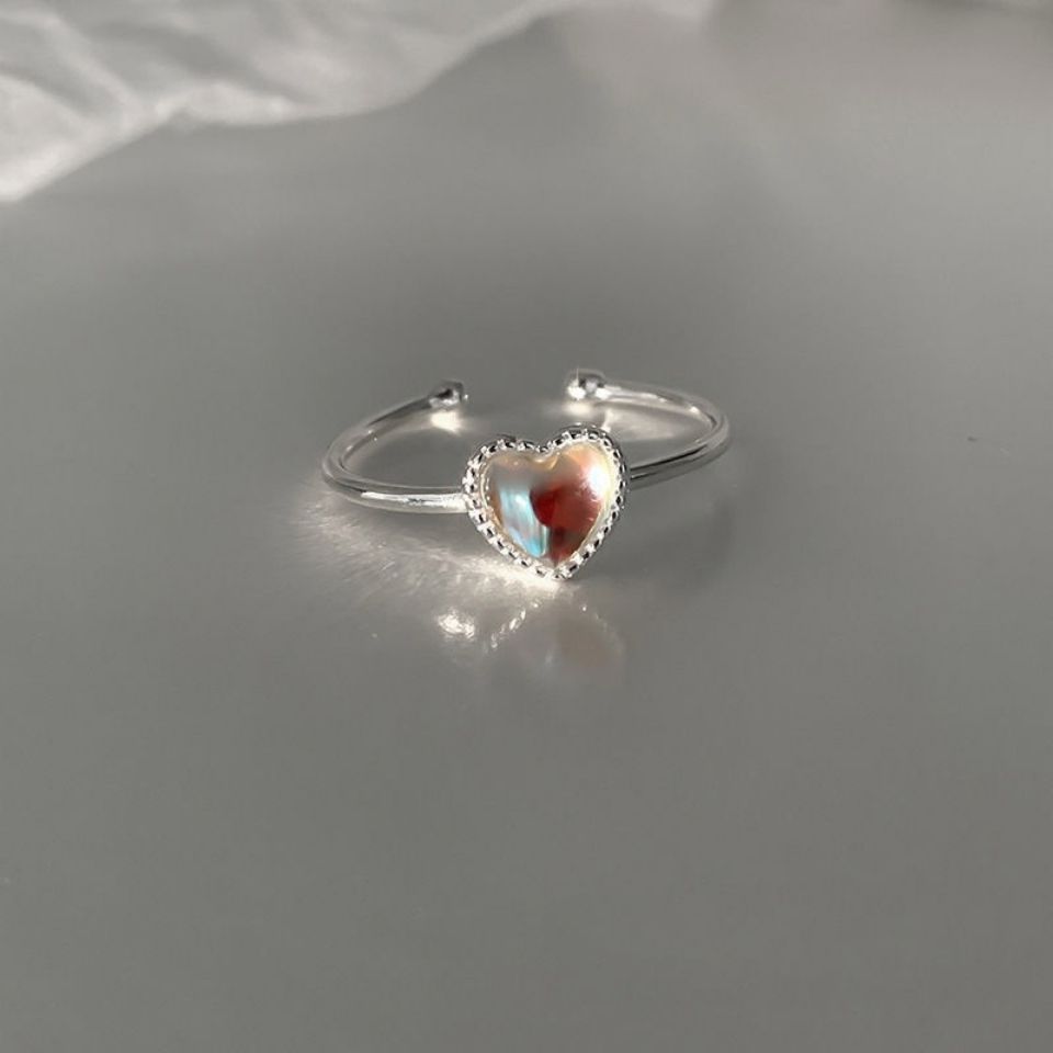 Womens Adjustable Open End Ring Silver Electroplated Copper with Zircon Inlay Love Jewelry Gift Ideal gift for her