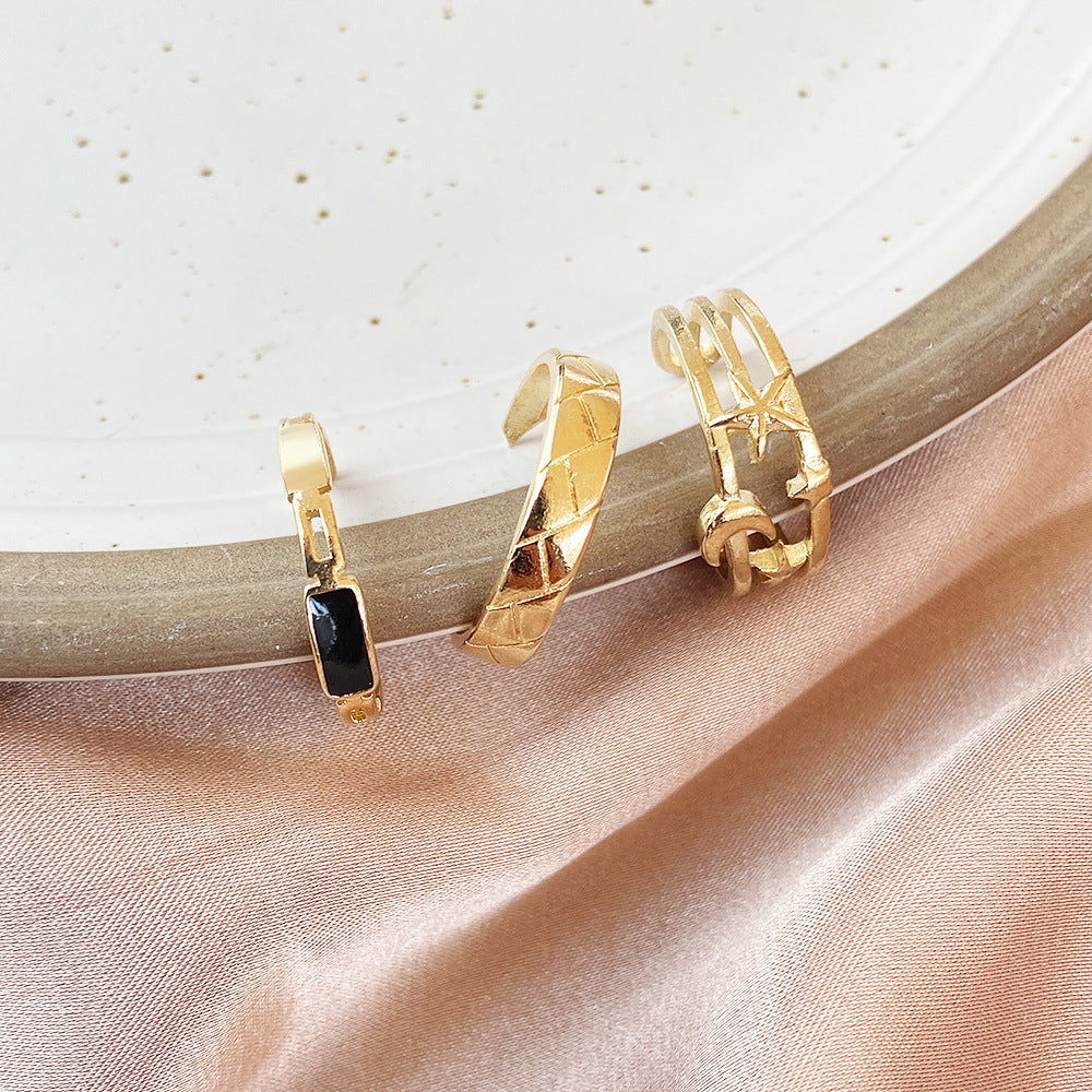 Geometric Star Moon Alloy Rings Set Of Electroplated Rings Retro European American Fashion Jewelry Ring Simple