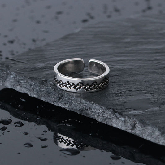 Mens Copper Ring Adjustable Woven Crack Design Geometric Band Electroplated Ring For Men Durable Accessory Glow