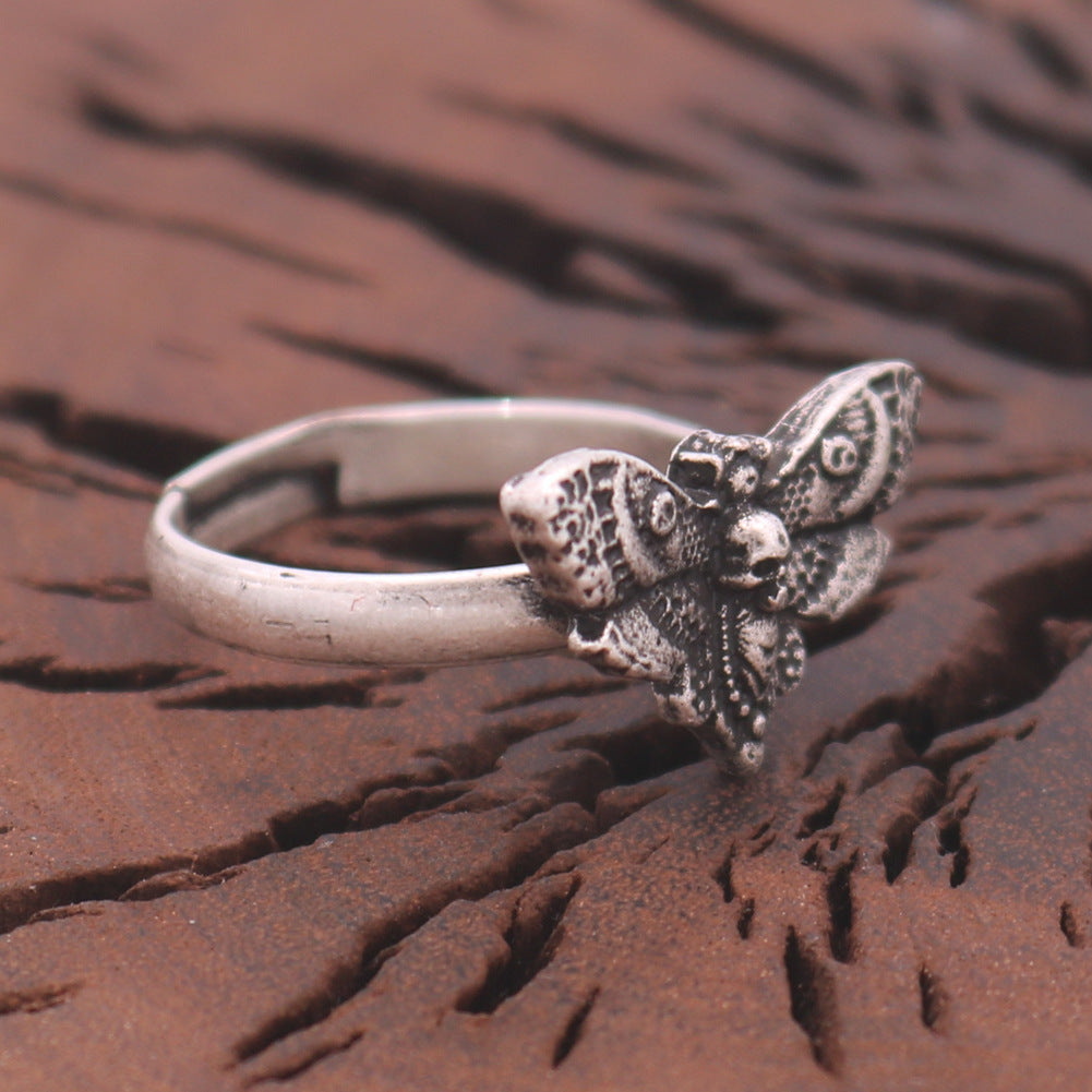 Women's Adjustable Butterfly Ring Open Mouth Electroplated Catalpa Alloy Antique Silver European Style Jewelry Ornament