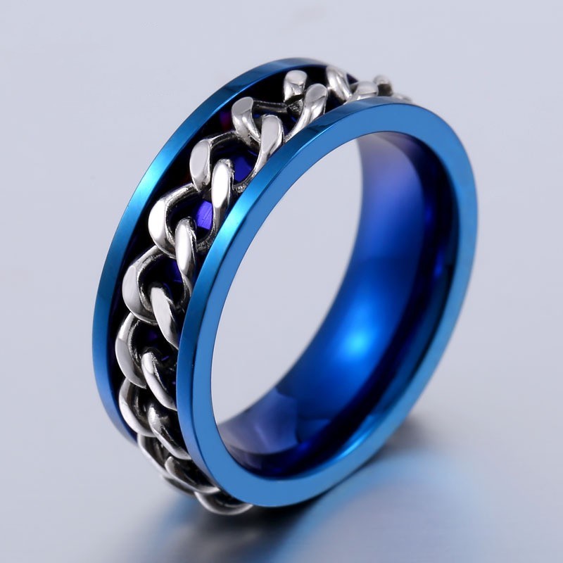 Men Stainless Electroplated Chain Ring Durable Fashion Accessory Modern Minimalist Design Quality Jewelry Band