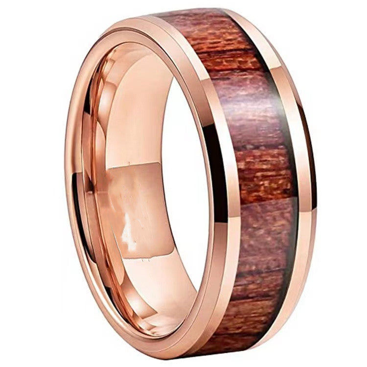 Leaf Pattern Stainless Steel Ring For Women Fashion Jewelry Silver Black Blue Rose Gold Bark Finish Elegant Gift Idea