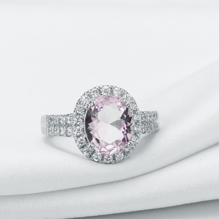 Women Ring Alloy With Zirconia Stone Simple Plated Fashion Jewelry Gift For Her Elegant Pink Ring Party Ring Statement