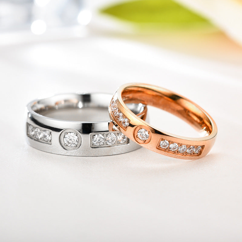 Stainless Steel Diamond Plated Rose Gold Ring For Women