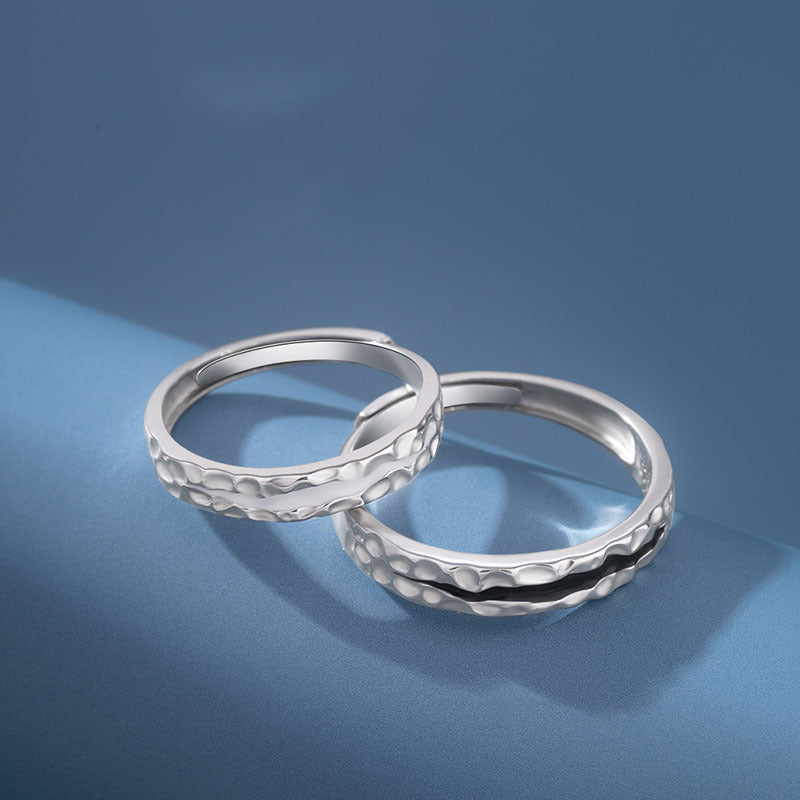 Couple Adjustable Open Rings For Lovers Geometric Copper Rings With Textured Design Epoxy Jewelry Fashion Ring