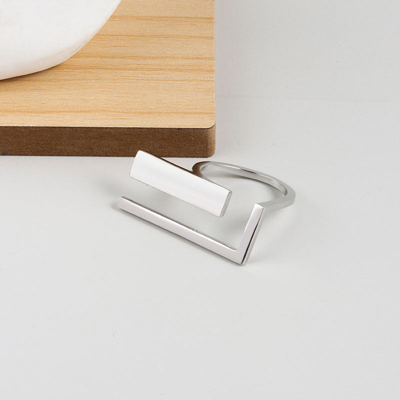 Womens Adjustable Open Ring Double Layer Geometric Copper Ring Fashion Jewelry Wild Texture Ring Everyday Uses