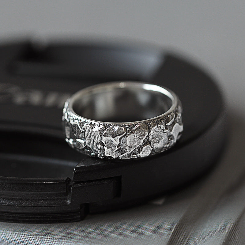 Mens Copper Ring Vintage Adjustable Rhombus Pattern Electroplated Retro Art Fan Impression Design For Men Ring