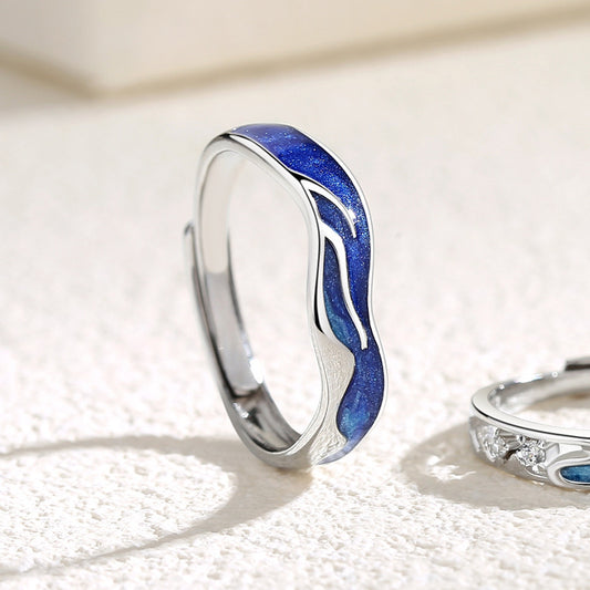 Silver Wave Rings Adjustable Couple Rings For Men And Women Elegant Design For Everyday Wear And Daily Comfort