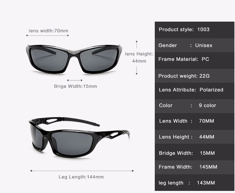 Mens Polarized Sports Sunglasses With TAC Lenses Riding Glasses Enhanced Clarity Eye UV Protection For Driving