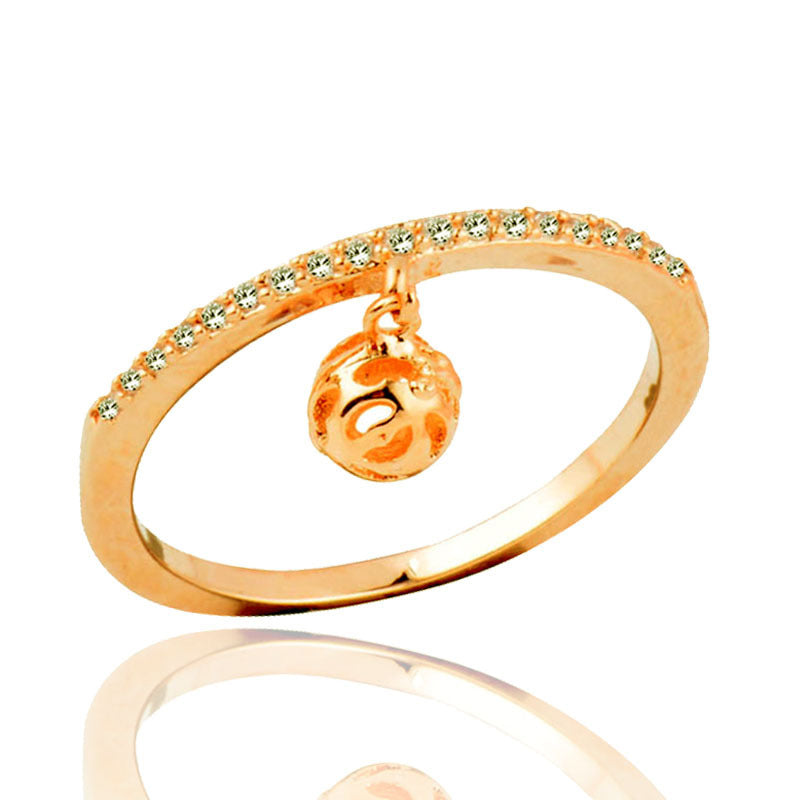 Womens Ring With Zircon Cube Crystal Ball Pendant Electroplated Alloy Fashion Trendy Elegant Design Gift For Her