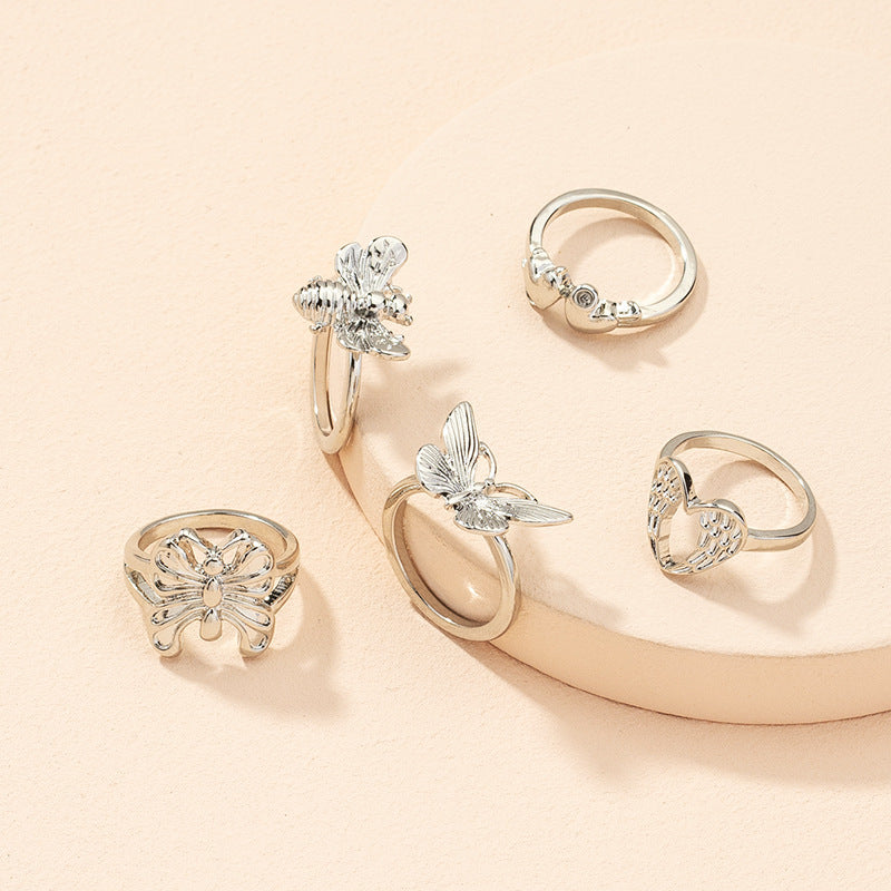 Unisex Alloy Ring Retro Butterfly Zodiac Geometric Design Electroplated Fashion Jewelry for Travel Holiday Kit